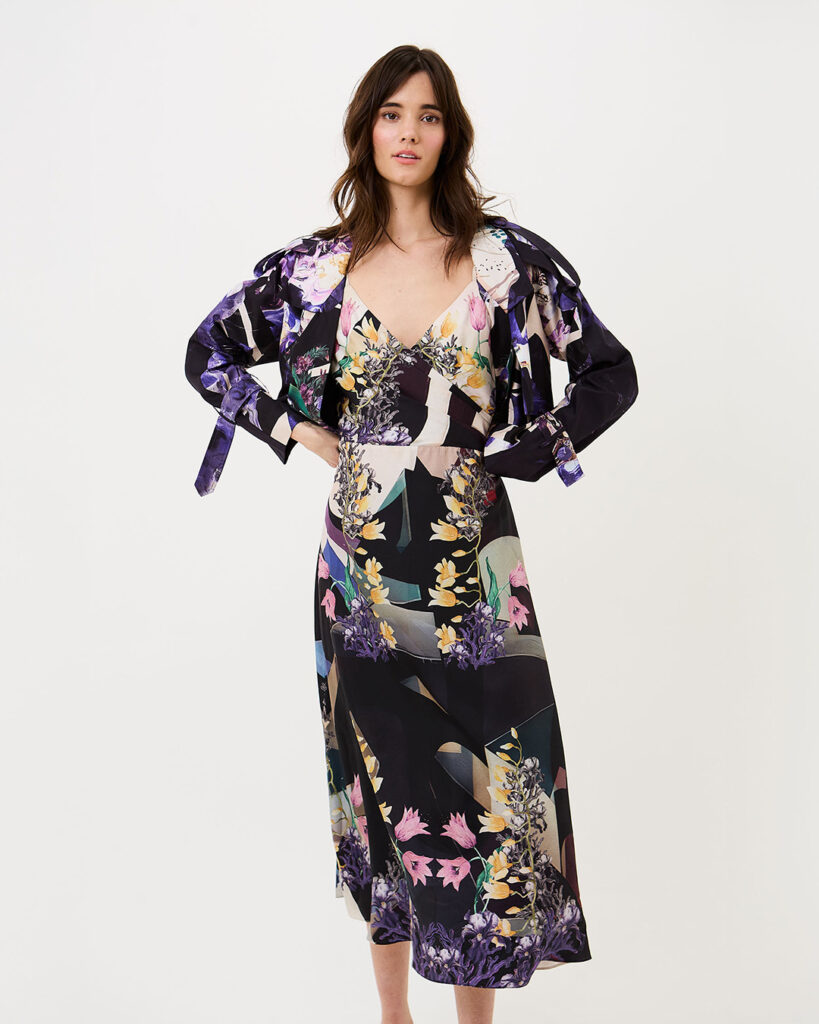 Slip midi dress with a cropped jacket: