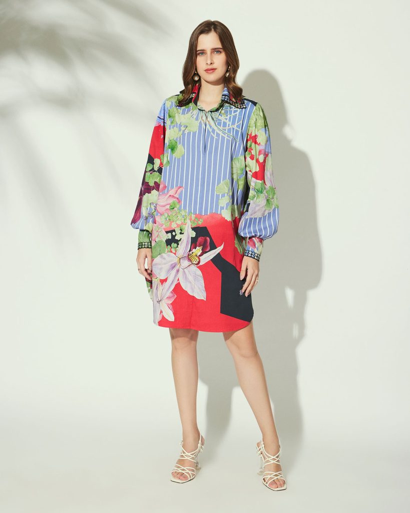 floral printed shirt dress