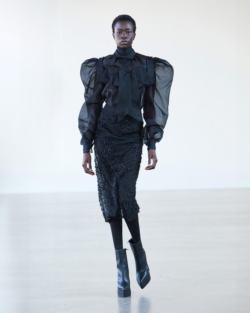 Black Tweed Skirt with Cosy Knit