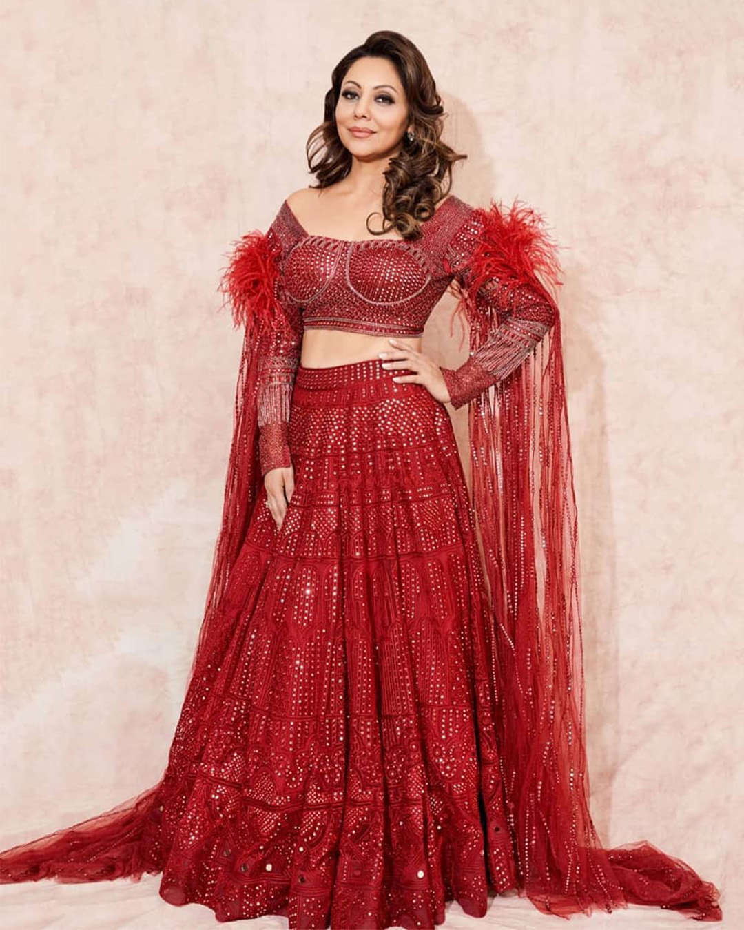 Gauri Khan in Custom Designer Red Lehenga - Falguni Shane Peacock