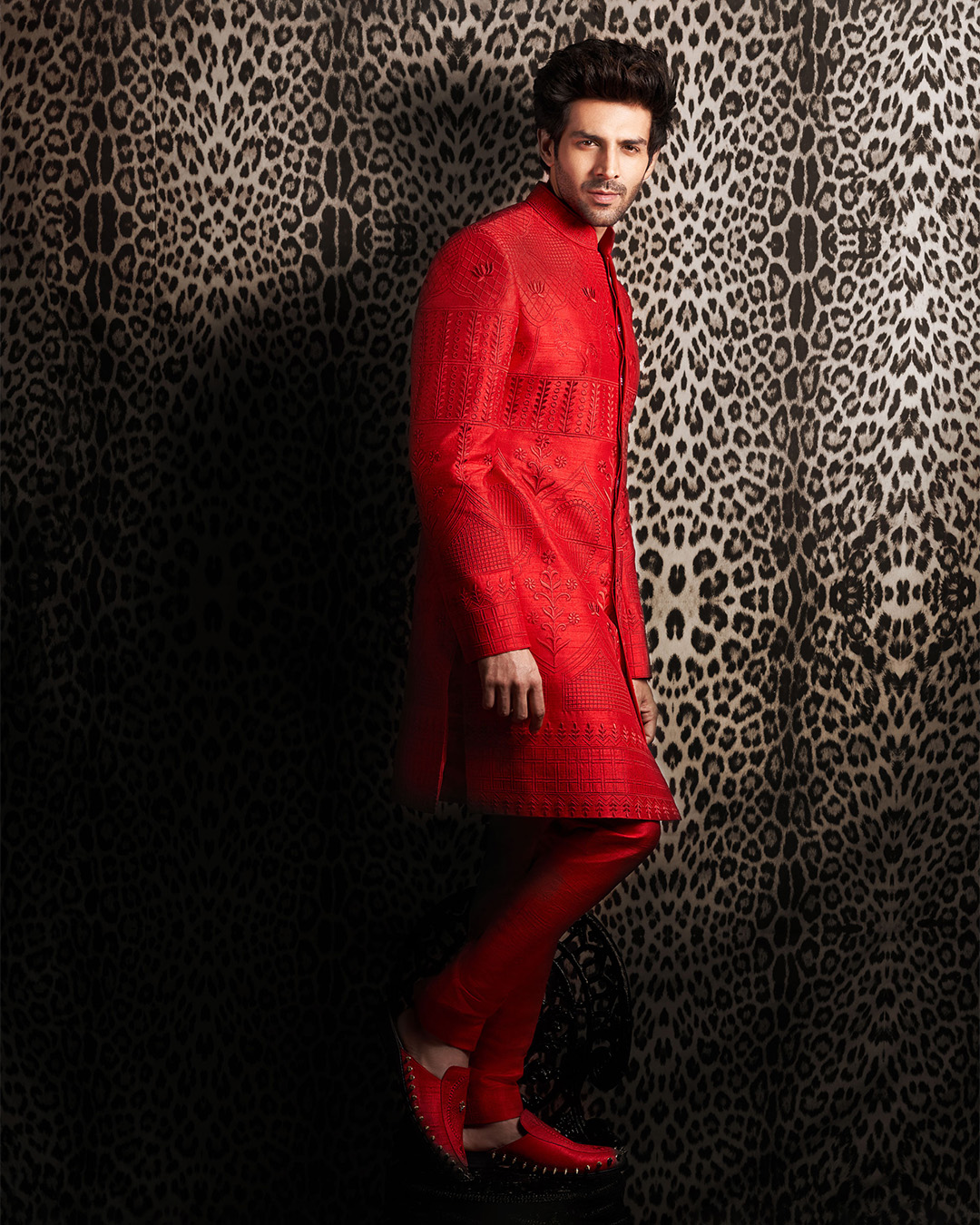 Red Sherwani for Men - Falguni Shane Peacock