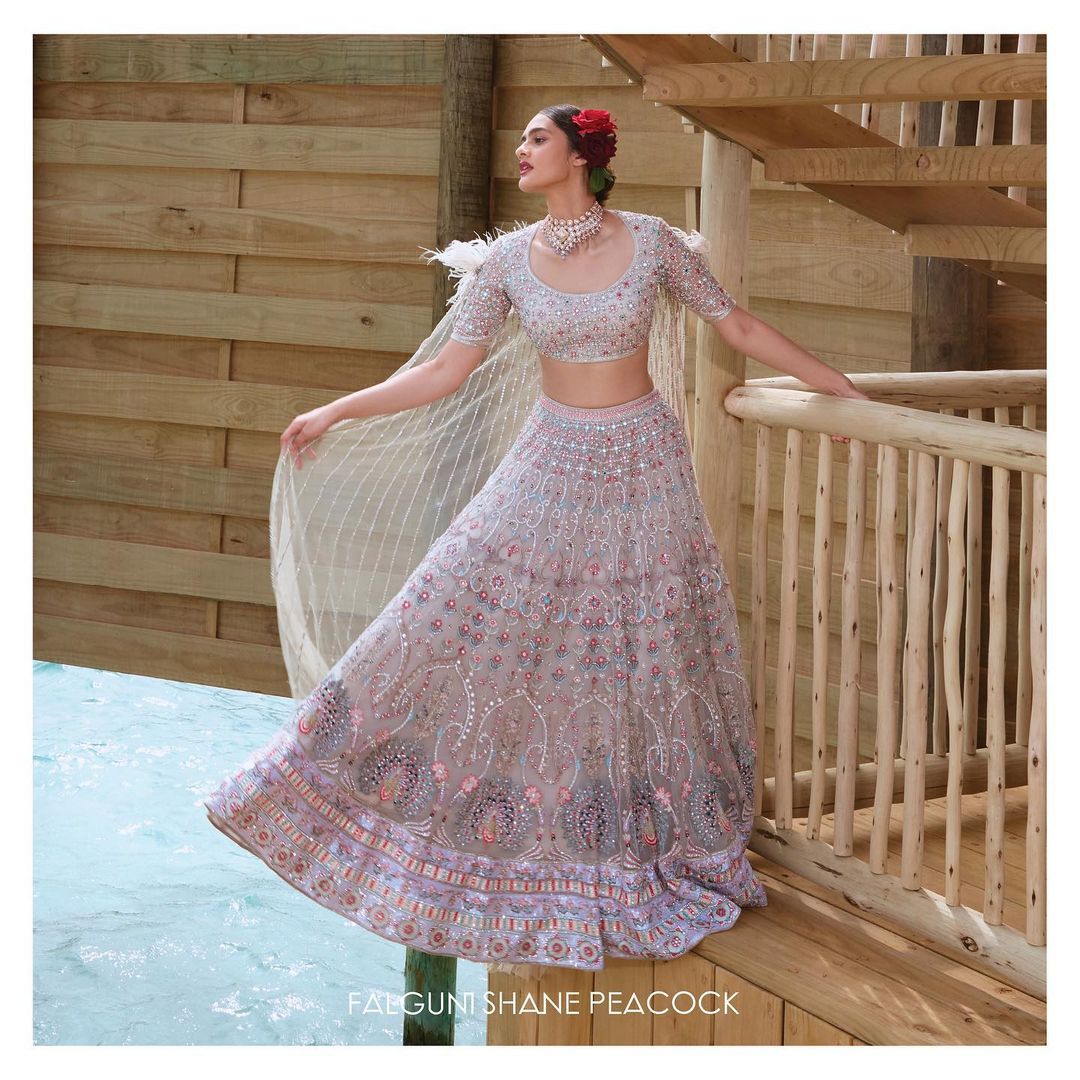 The grey based Falguni Shane Peacock Lehenga