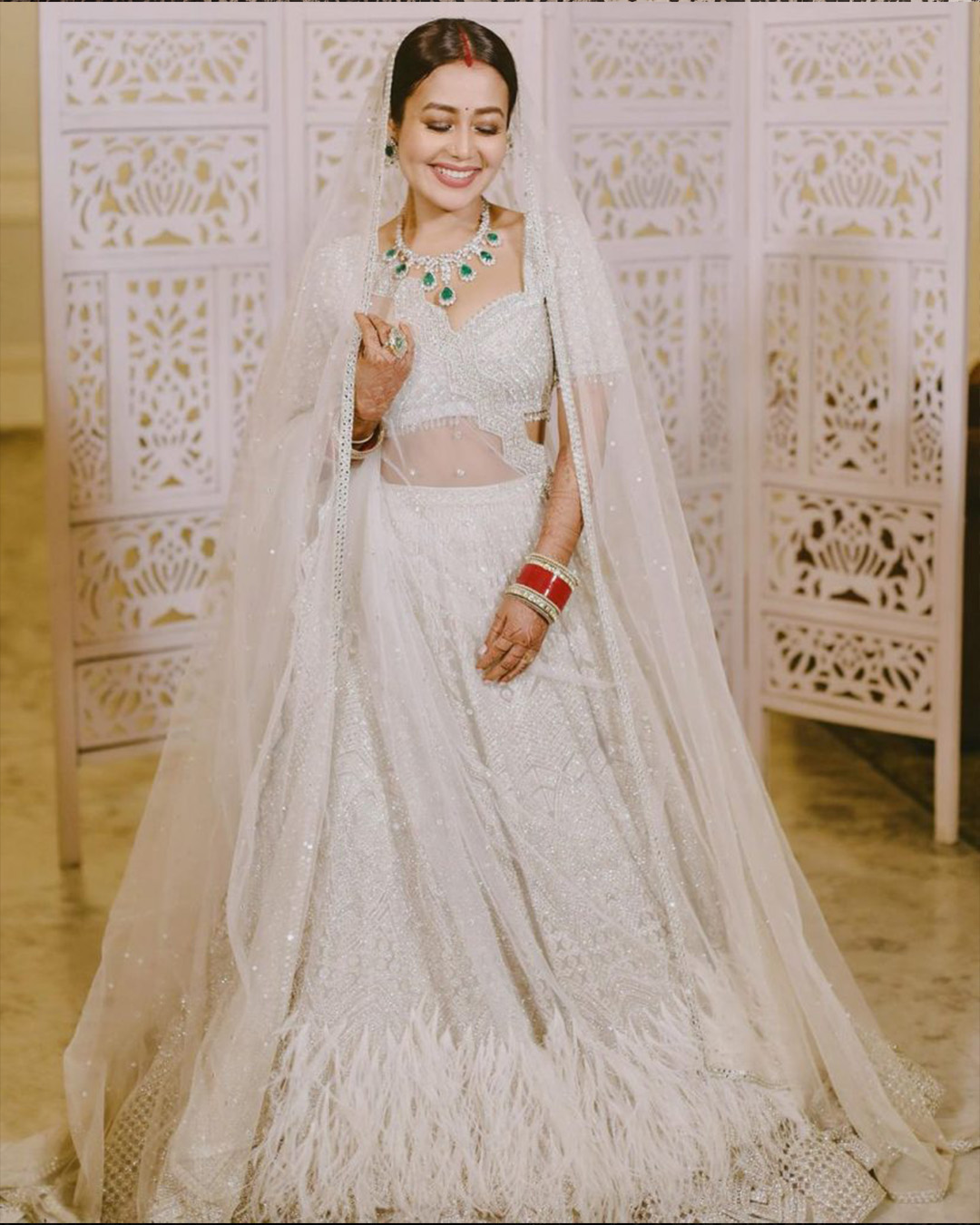 Ivory white Falguni Shane Peacock Lehenga