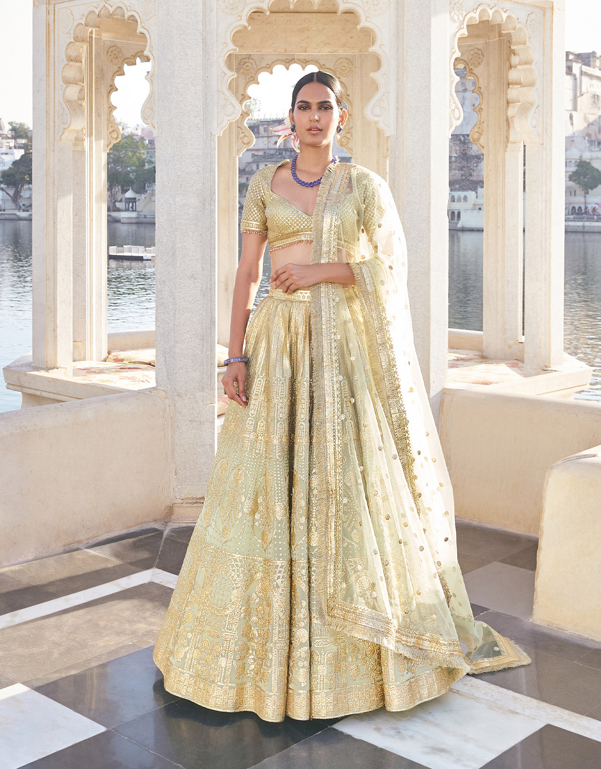 chrome applique Lehenga