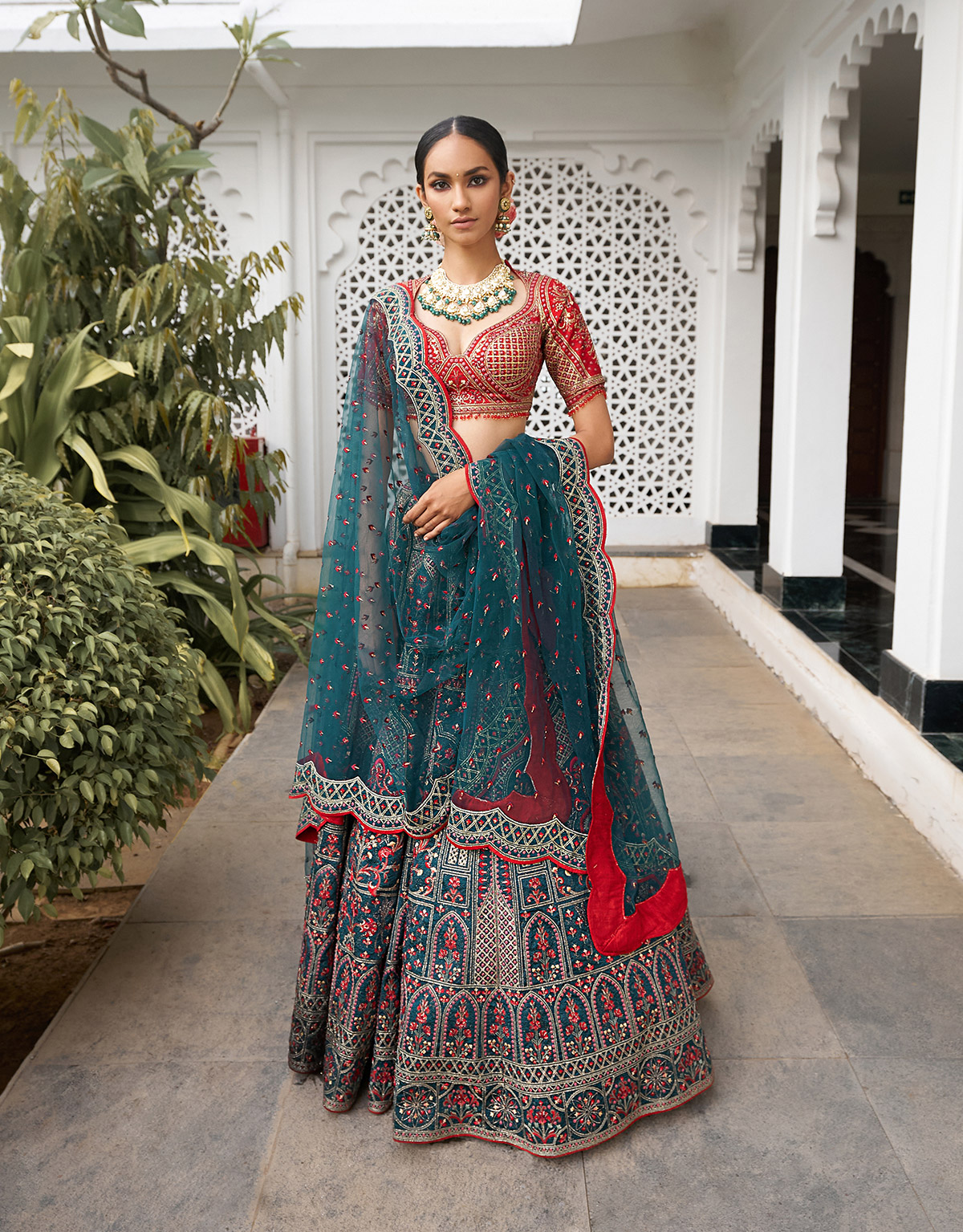 stunning option for a sangeet is this dual-toned, Falguni Shane Peacock Lehenga