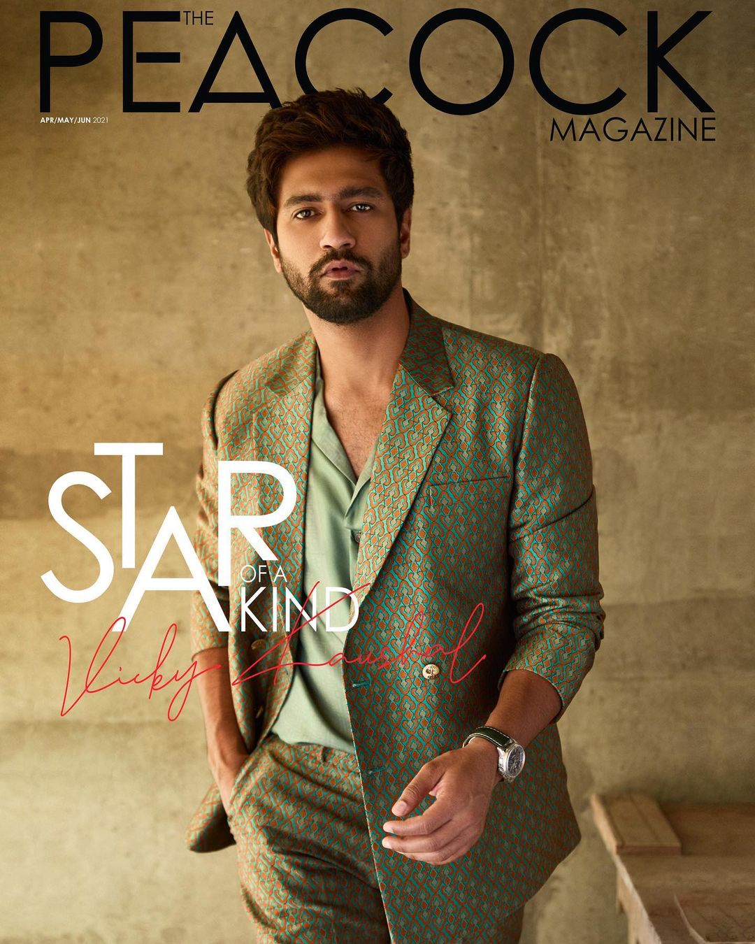 Gracing the cover of The Peacock Magazine, a luxury fashion