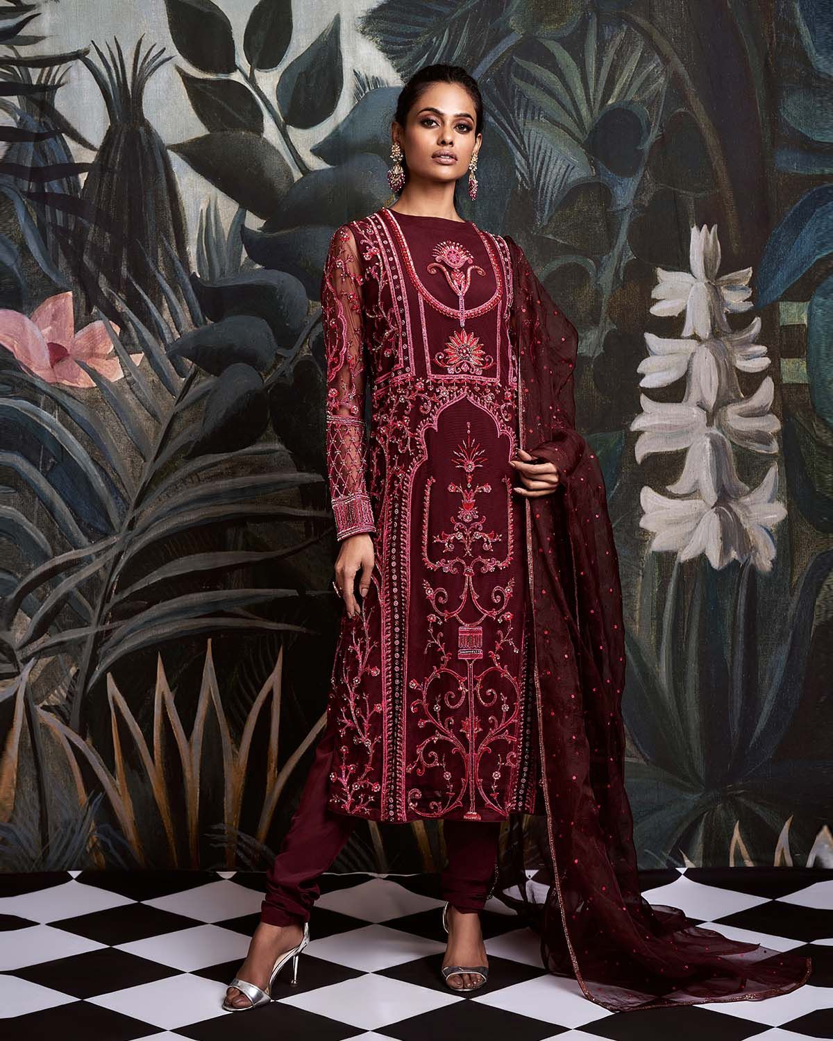 maroon Kurta set for women