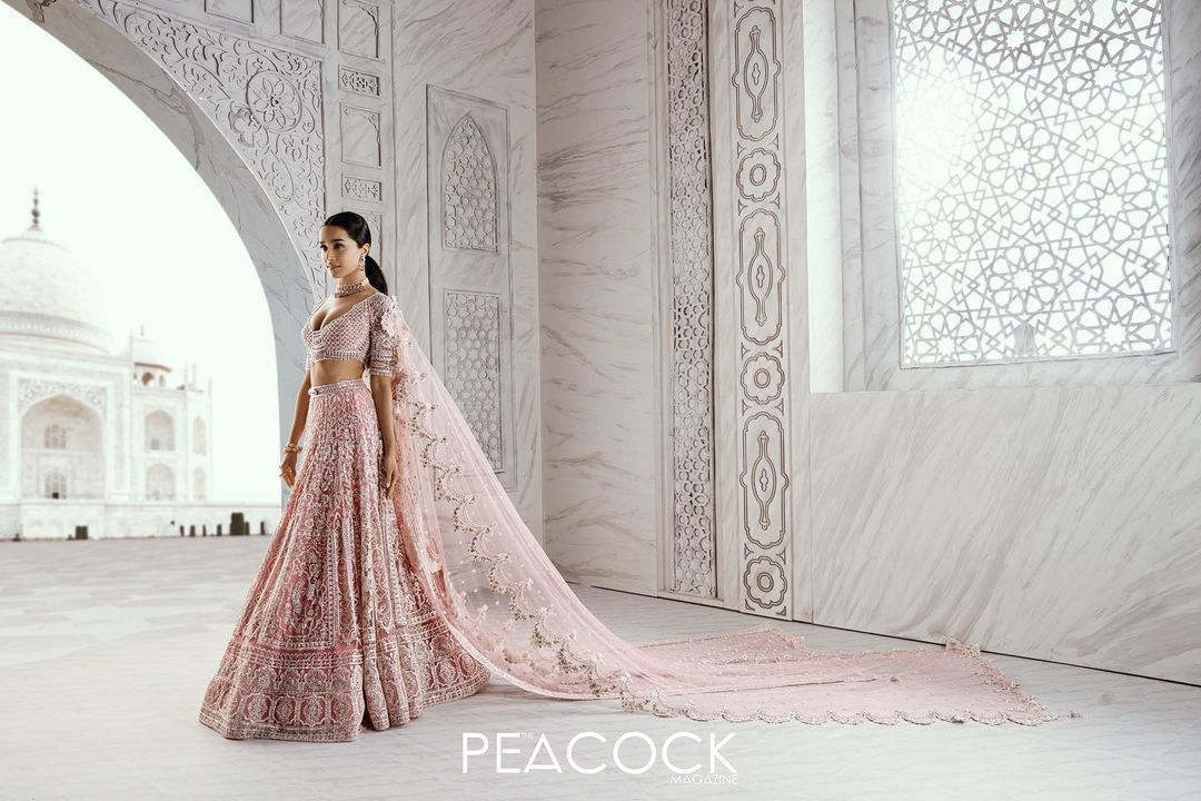 The star sported a pink-based Falguni Shane Peacock Lehenga for The Peacock Magazine.