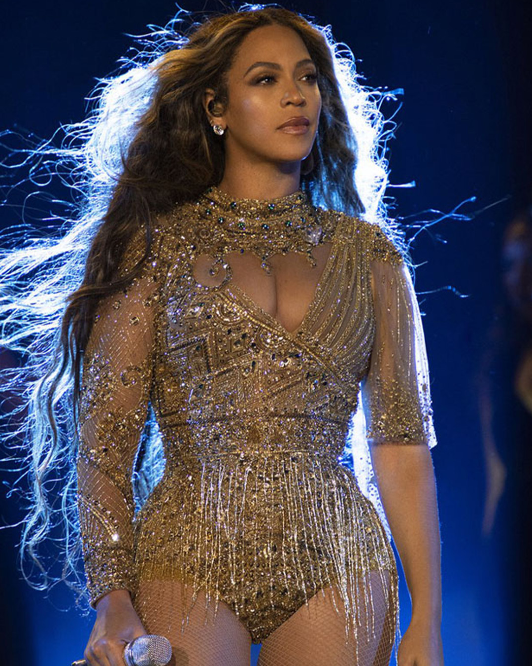 Beyoncé picked a jeweled, golden bodysuit for women