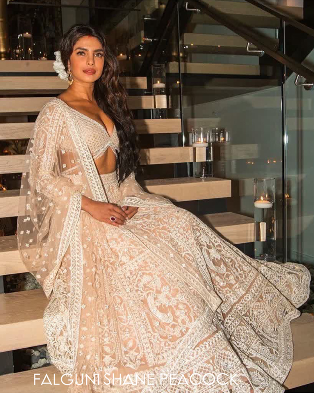 Priyanka Chopra in Custom Made Falguni Shane Peacock Lehenga