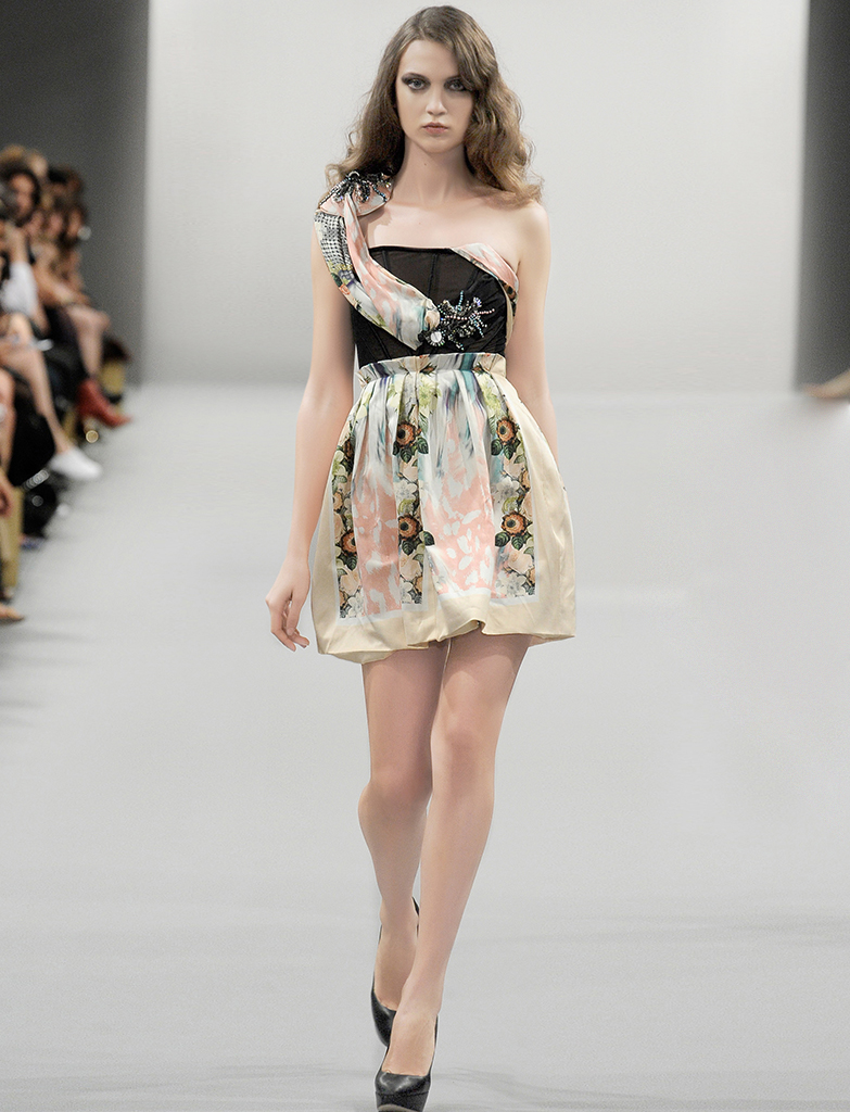 black bodice and a wavy skirt bottom