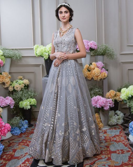 applique designer Lehenga set by Falguni Shane Peacock