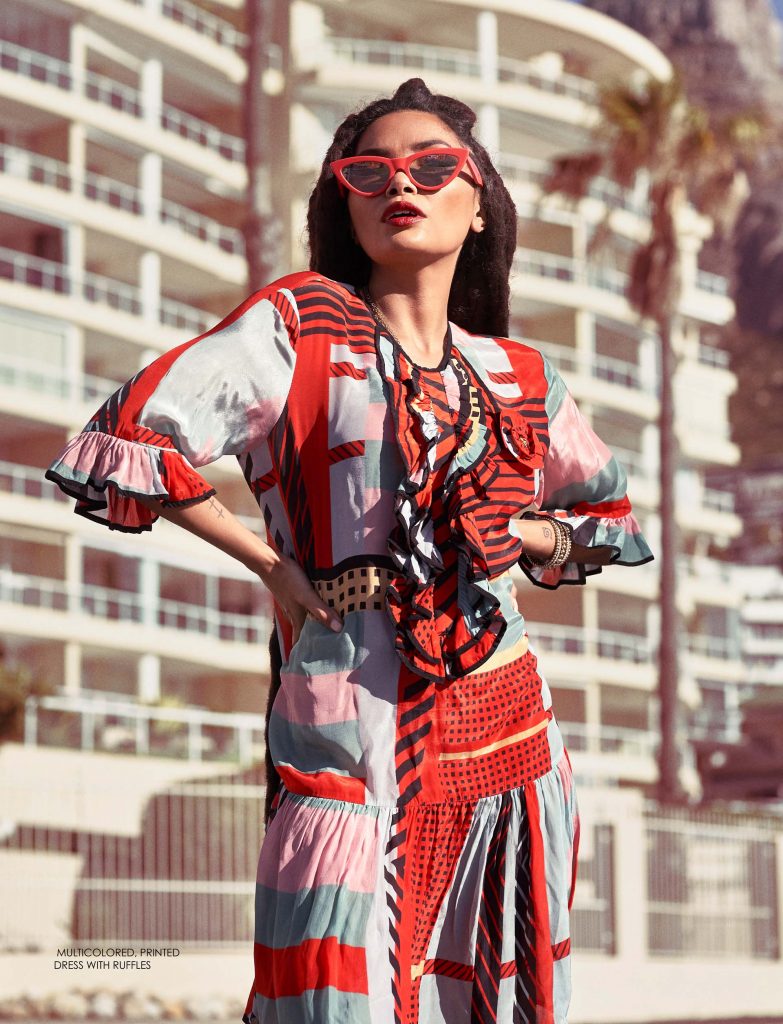 Multicolored printed, fashion designer dress by Falguni Shane Peacock