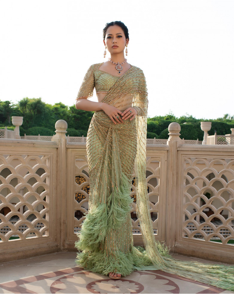 Astrid evening gown in saree-gown designs