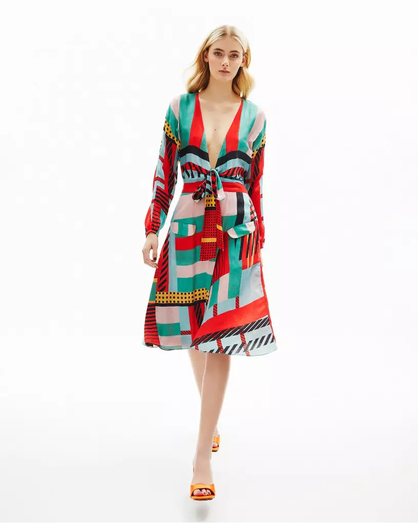 GEOMETRIC PLUNGED DRESS