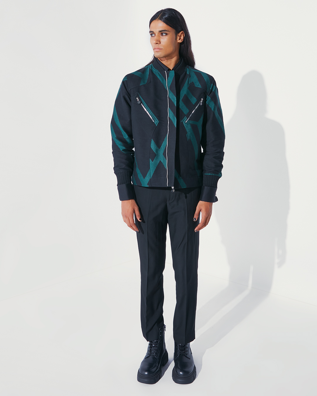 GEOMETRIC PATTERN ROGUE JACKET - Falguni Shane Peacock