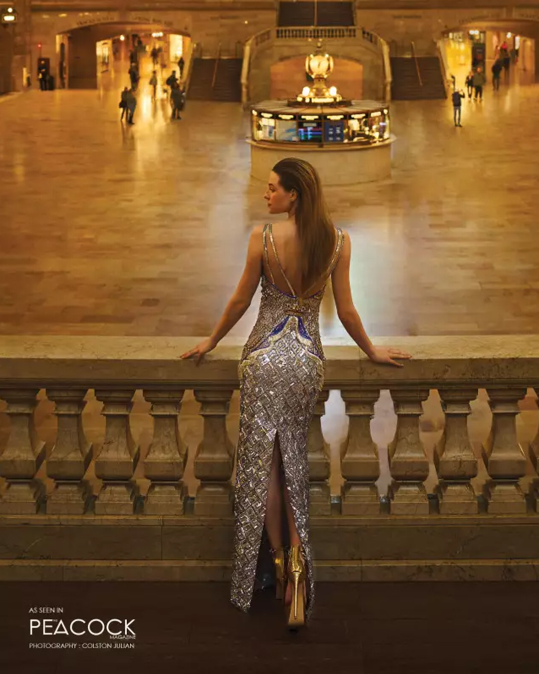 Multicoloured embellished long dress