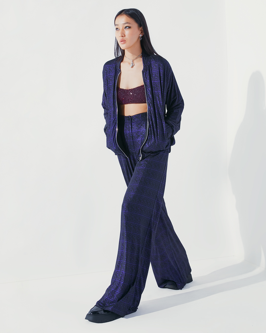 PURPLE FSP MONOGRAMMED BOMBER SET - Falguni Shane Peacock