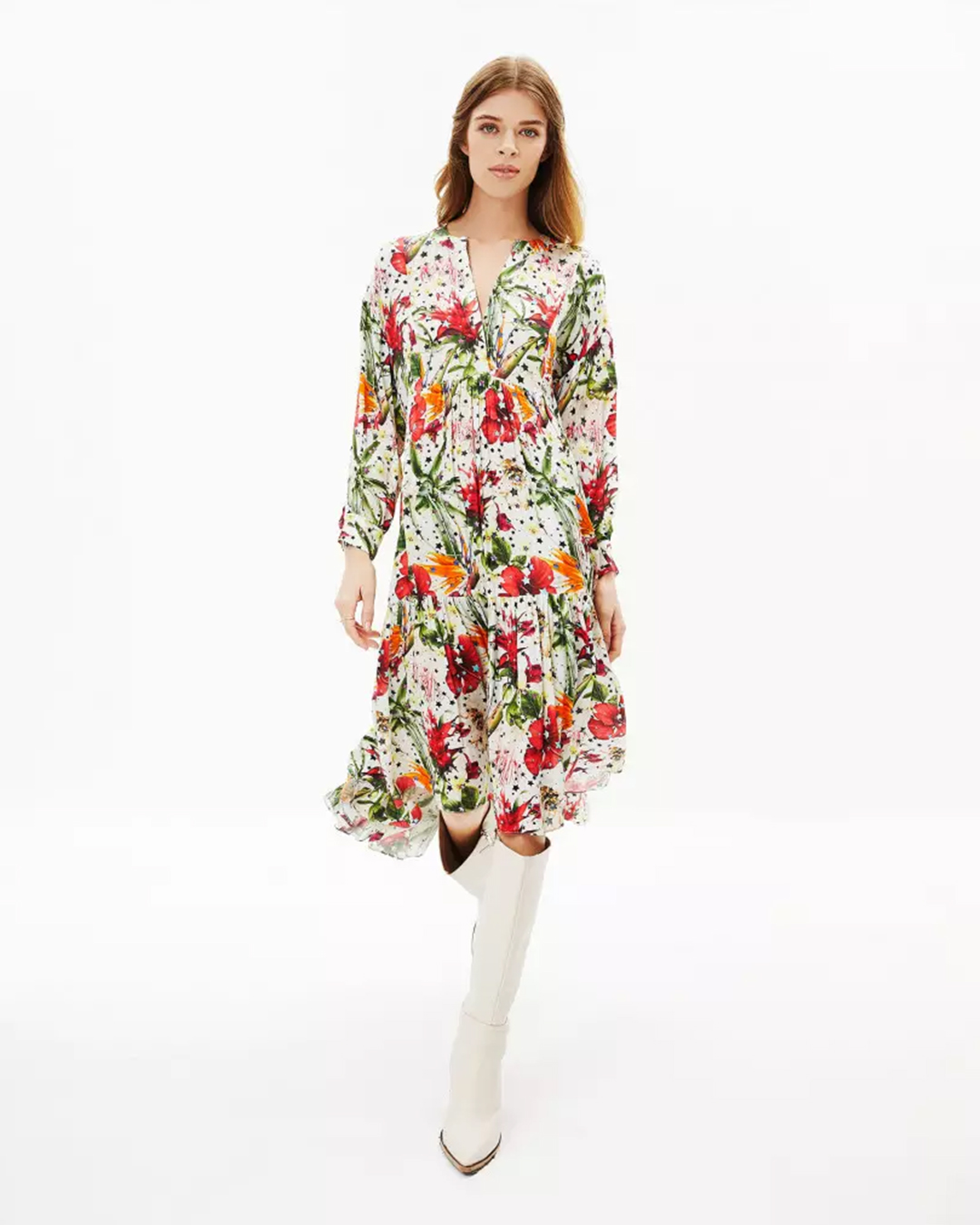 Floral midi dress design to brighten up your fashion closet
