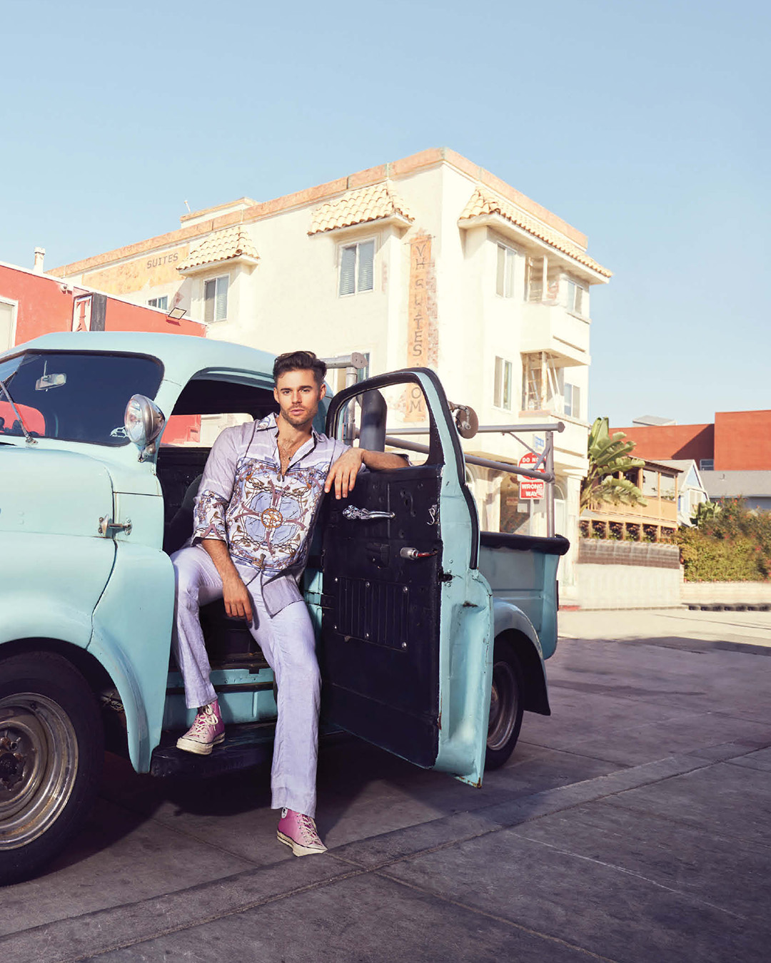 Space grey-hued, printed linen co-ord set 