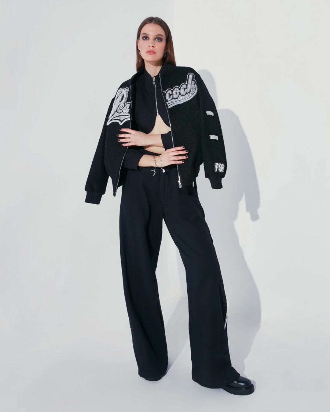 PEACOCK FLEECE EMBELLISHED JACKET - Falguni Shane Peacock