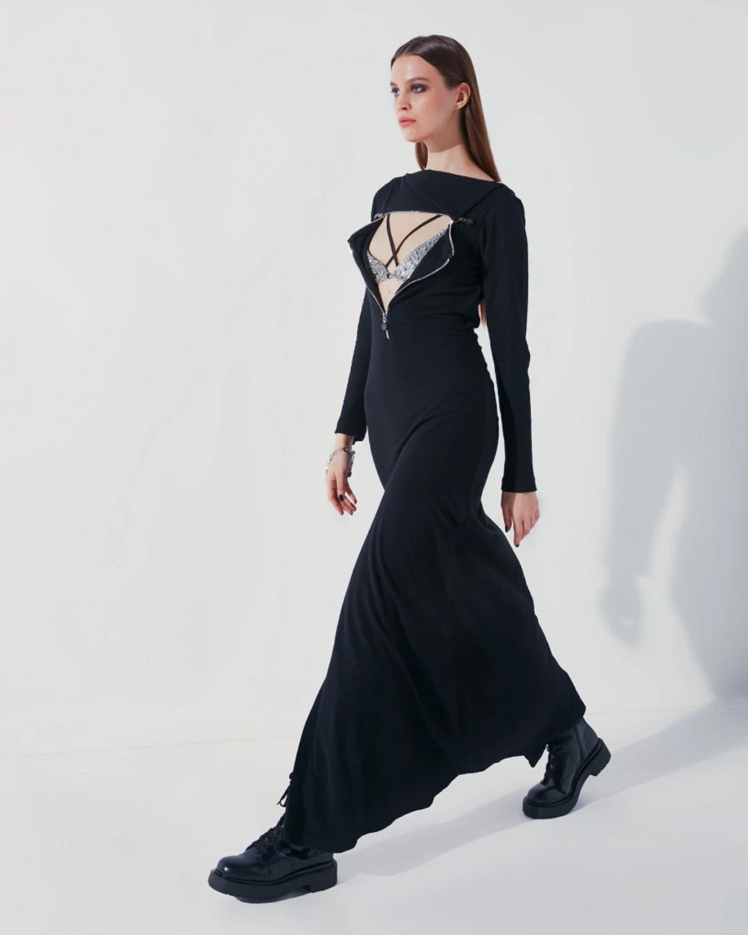 GRECA JERSEY LONG DRESS - Falguni Shane Peacock