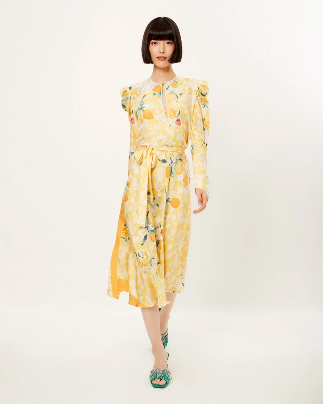 Tangerine bloom long dress