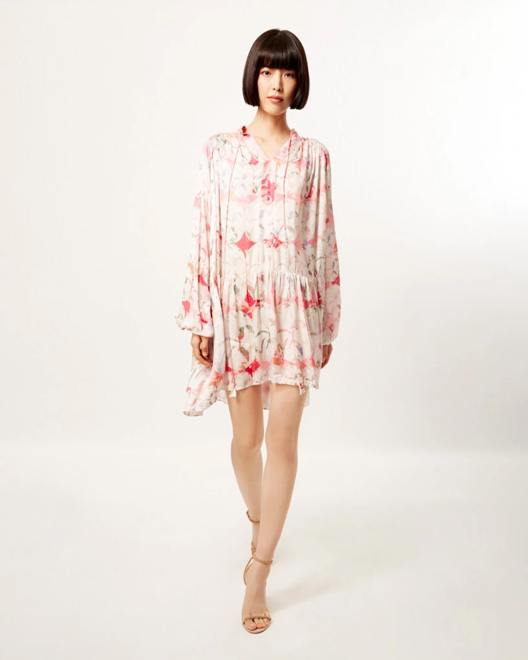 Blush floret short dress