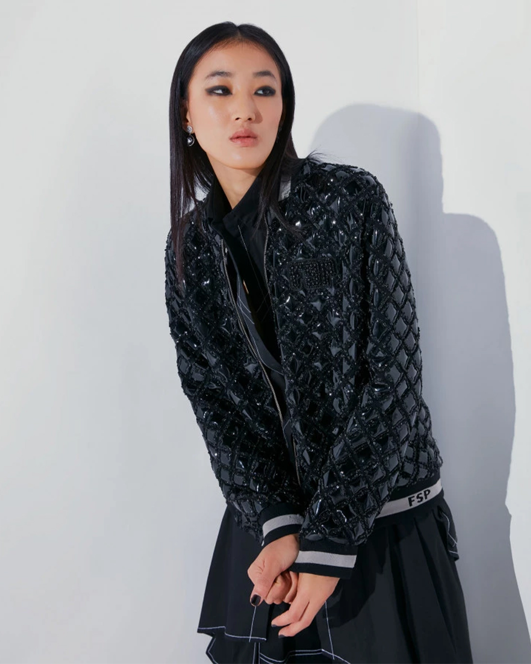 Chromium appliqué bomber jacket - 2023 wardrobe essential for women