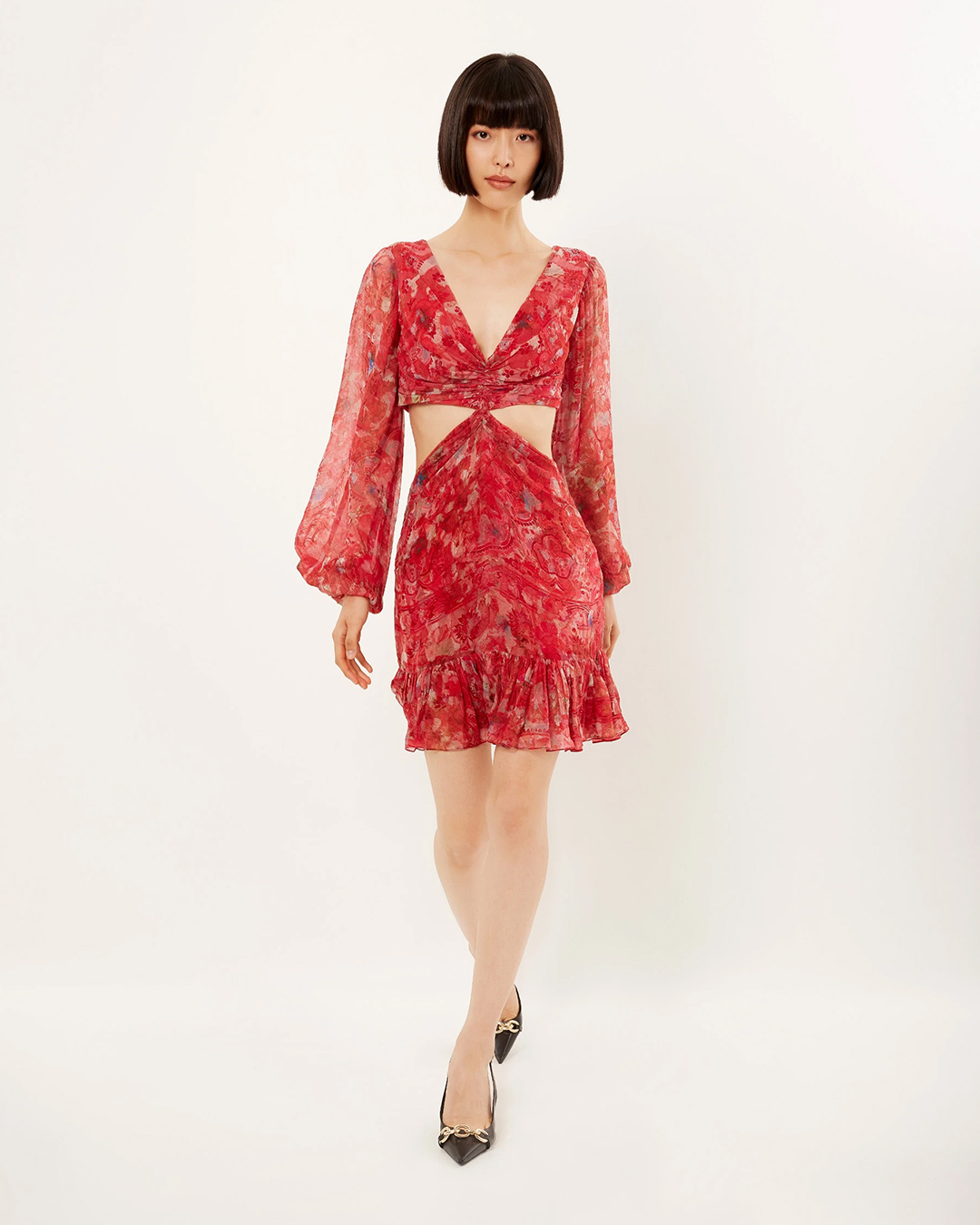 SCARLET-SPLICED-FLORA-CUT-OUT-DRESS