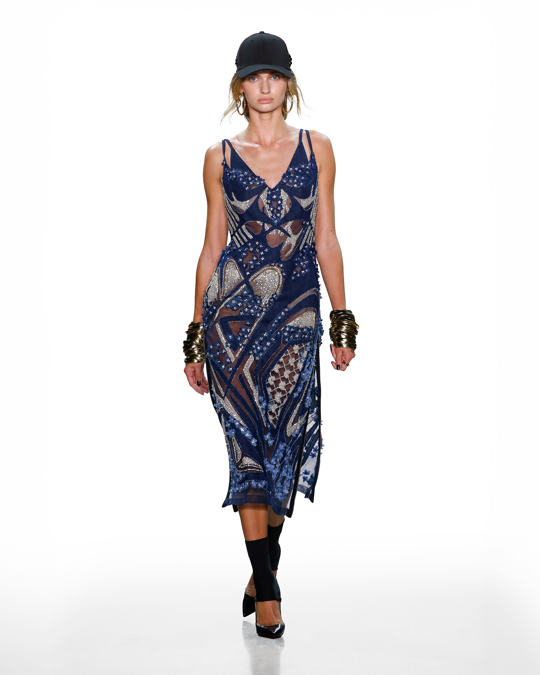SHEER BLUE EMBELLISHED DRESS