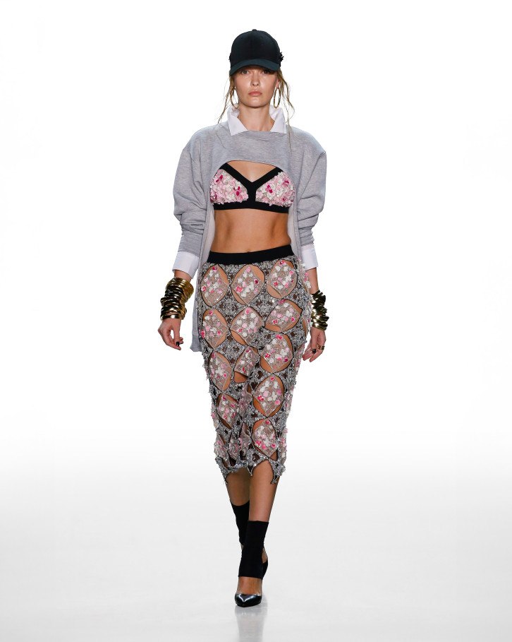 SHEER CUT-OUT BRALETTE AND SKIRT ARM WARMER