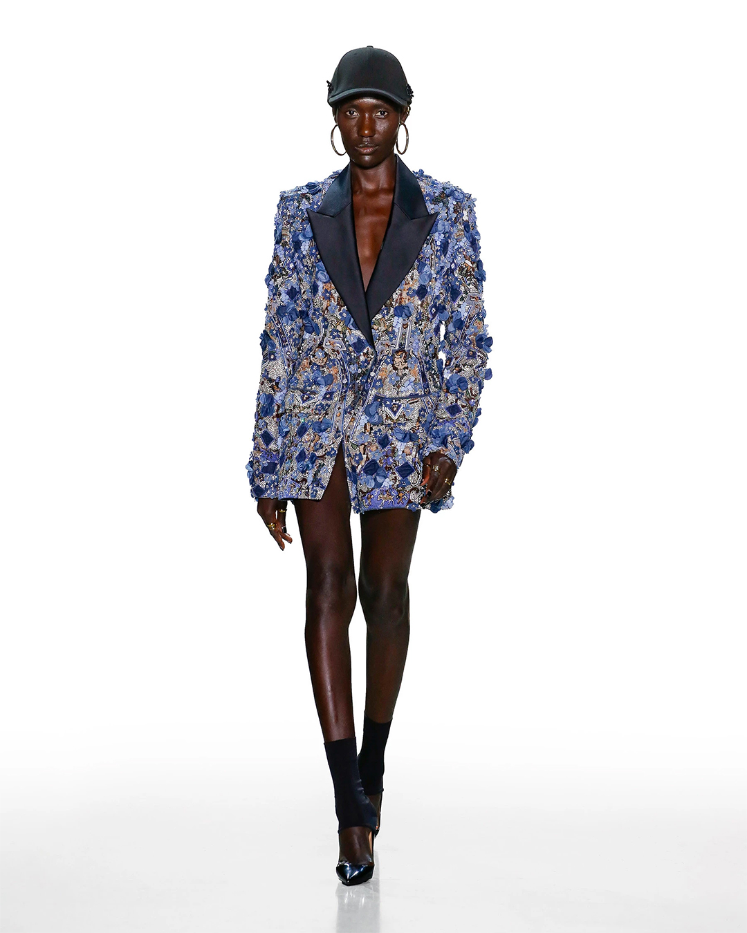 BLUE SINGLE BUTTON BLAZER DRESS-party wear dress design