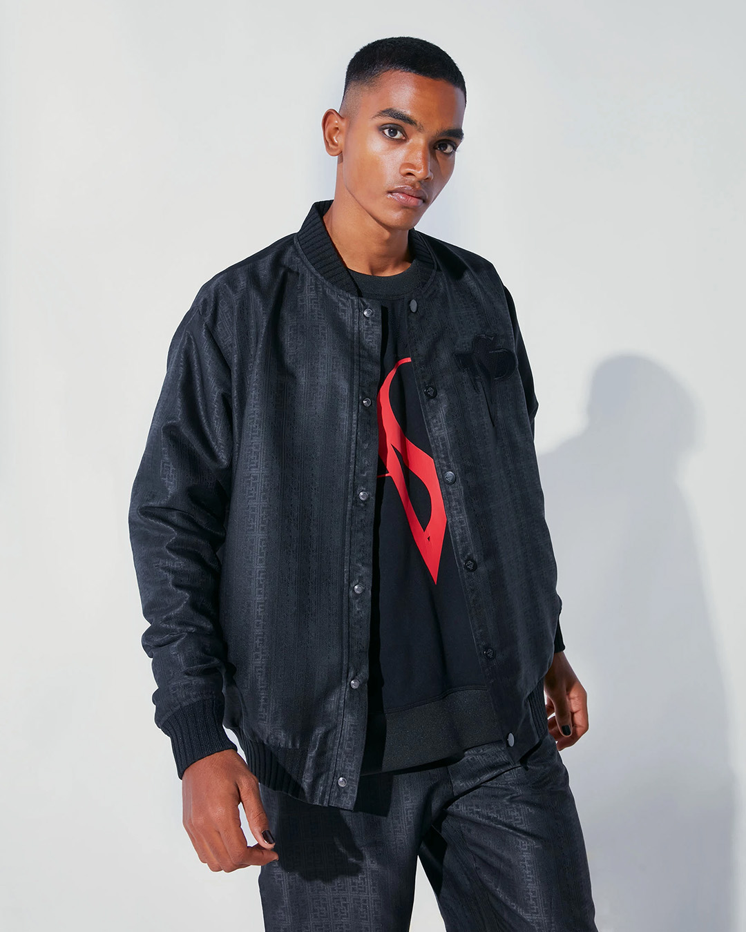 FSP MONOGRAMMED BLACK BOMBER JACKET