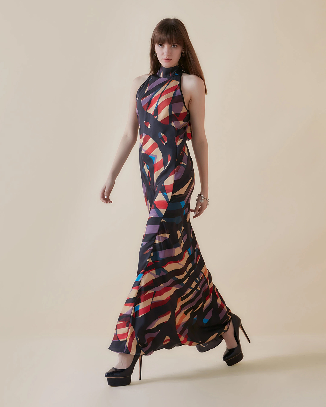 PSYCHEDELIC HALTER LONG DRESS