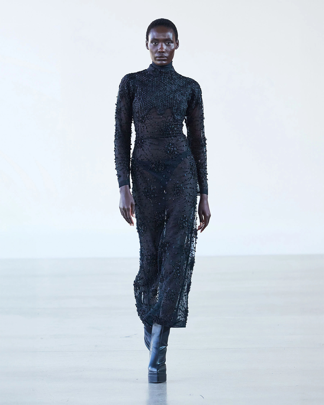BLACK SHEER LONG DRESS
