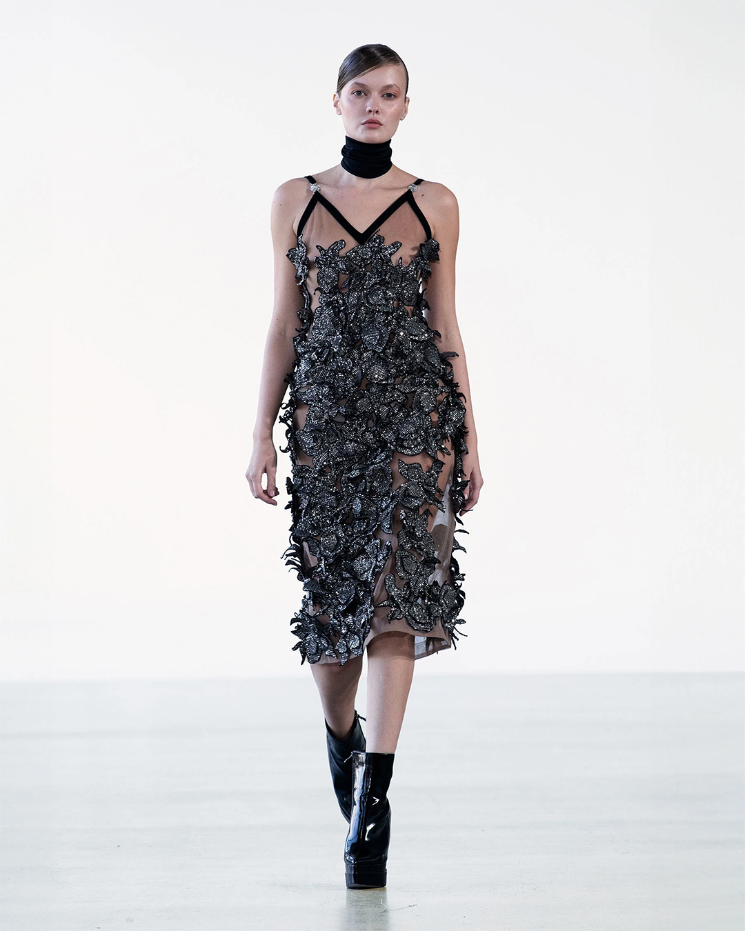 GUNMETAL SHEER SLIP DRESS