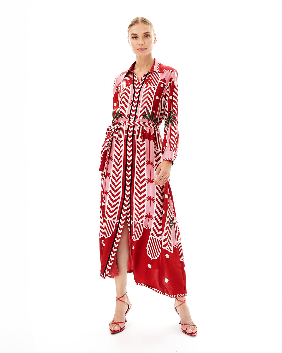 CARNELIAN PALM LONG SHIRT DRESS