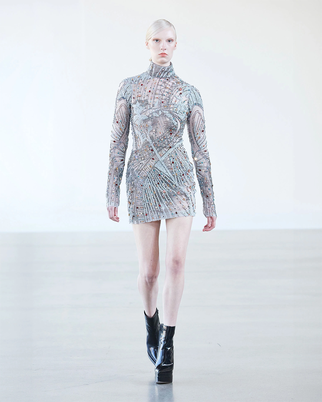 GREY SHEER SHORT DRESS