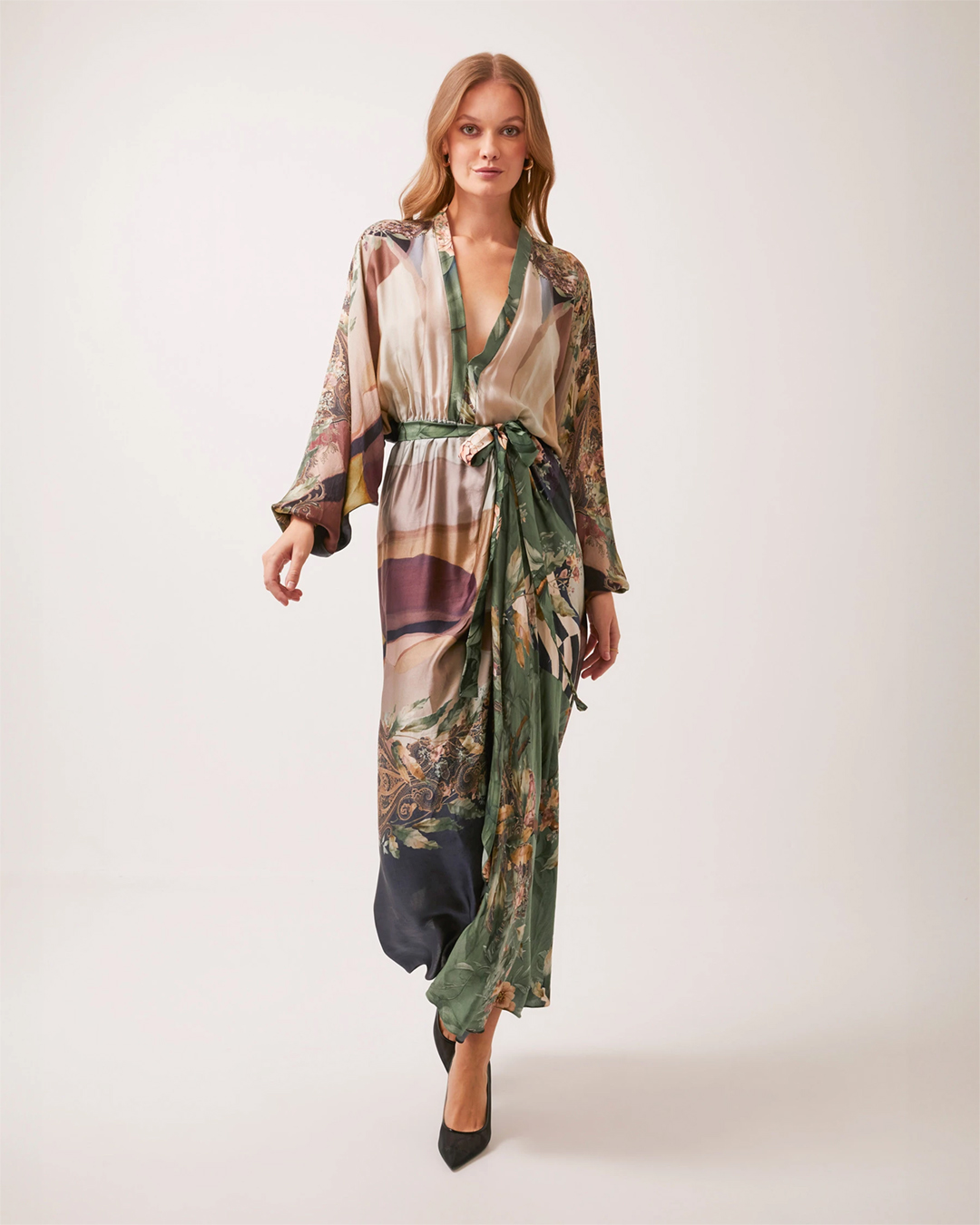 EARTHY MEADOWS TIE-UP LONG DRESS