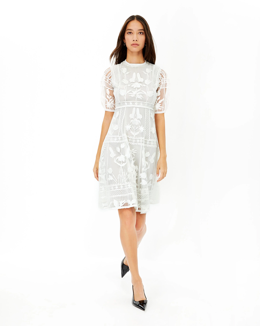 White Chantilly Floret embroidered dress