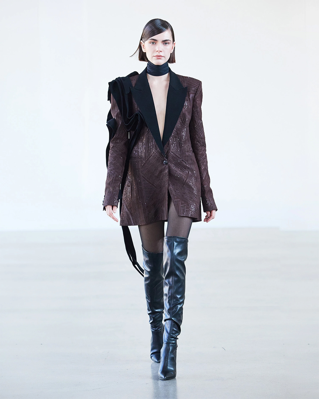 Mocha brown quilted blazer