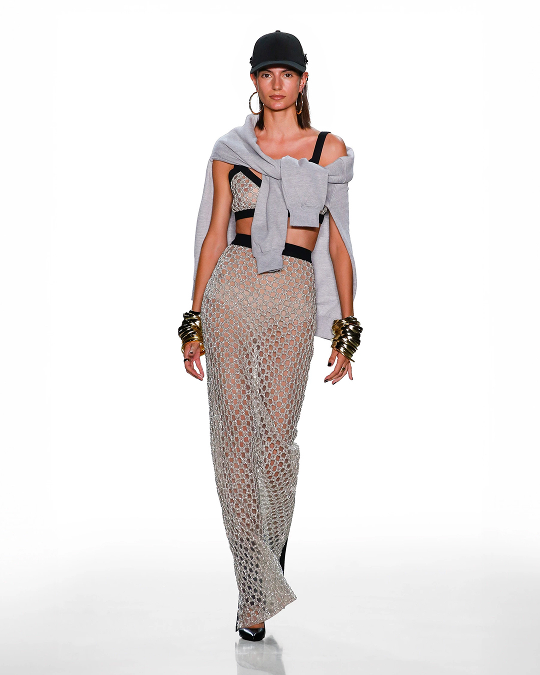 Silver cutout skirt with a bralette top