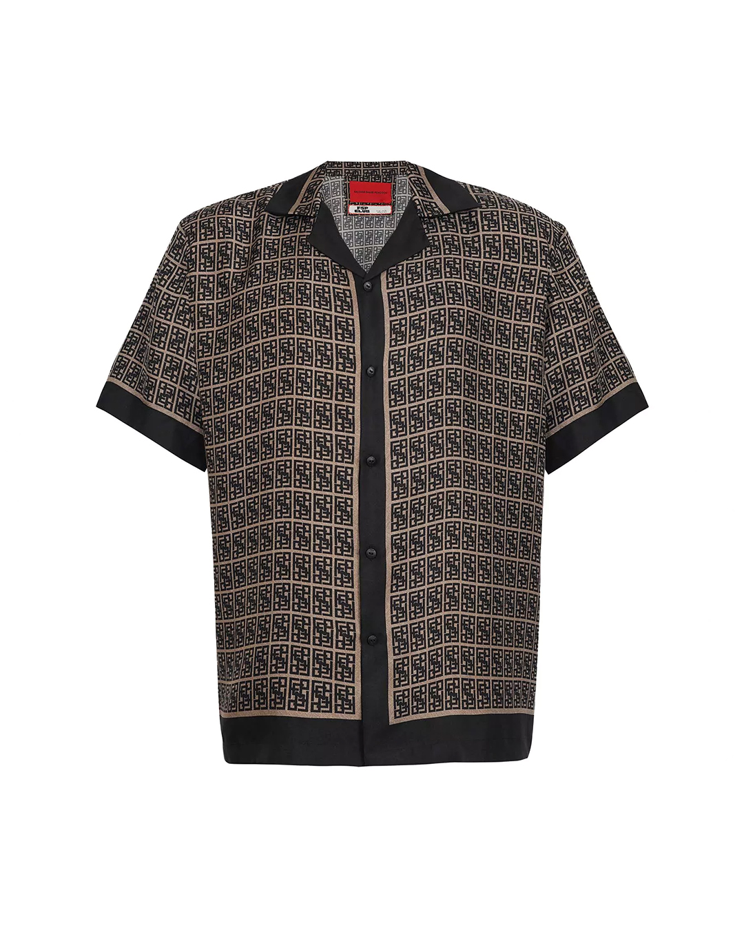 Brown-based, black 'FSP' monogram patterned shirt