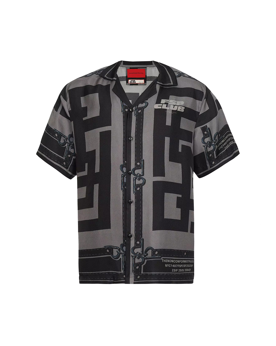 Grey-based, black 'FSP' monogram patterned shirt