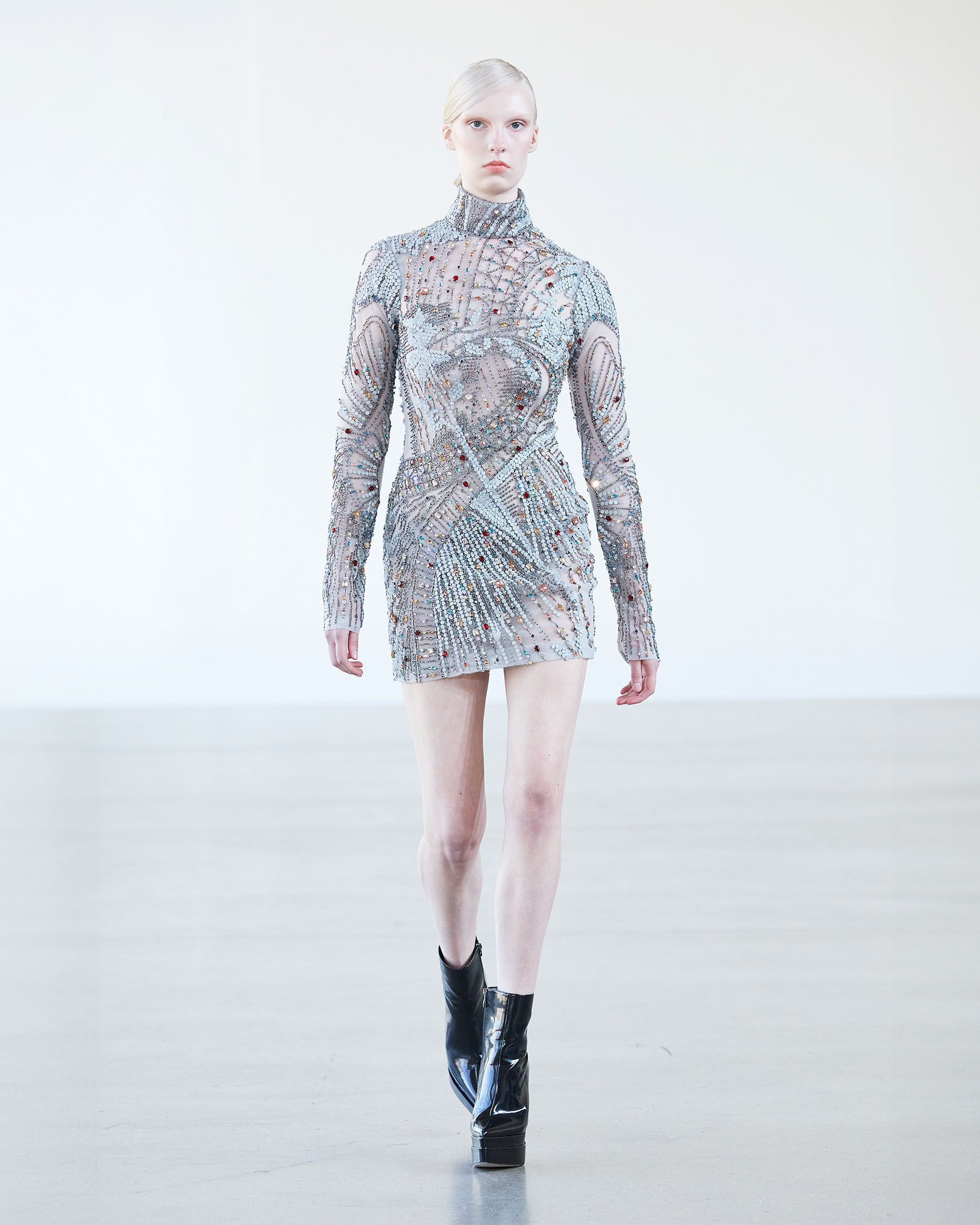 Grey-sheer party wear-short-dress