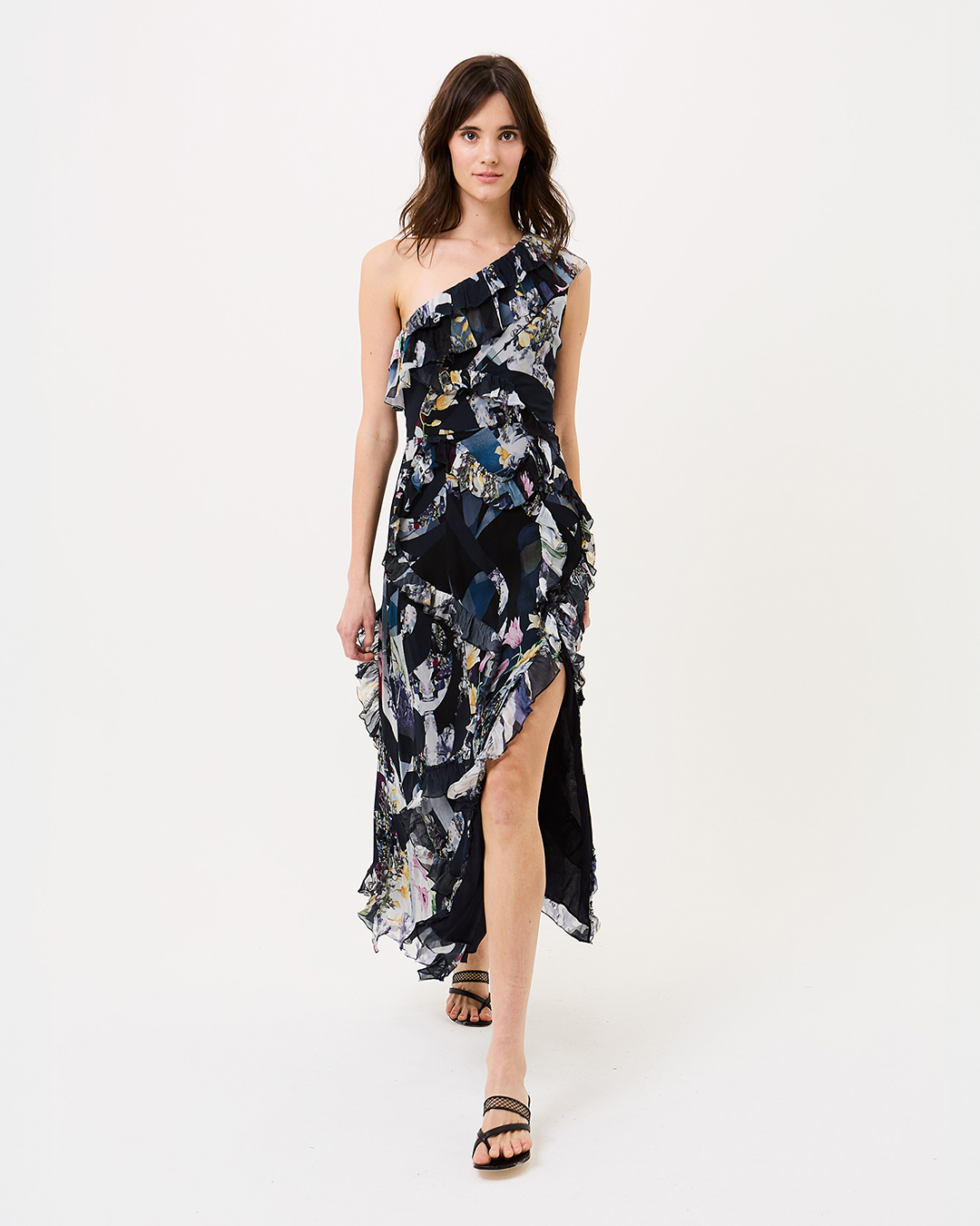 BARITONE BLUE ONE-SHOULDER DRESS