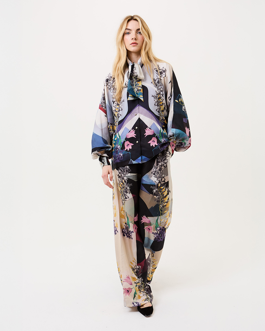 Baritone Blue Tie-Up Blouse