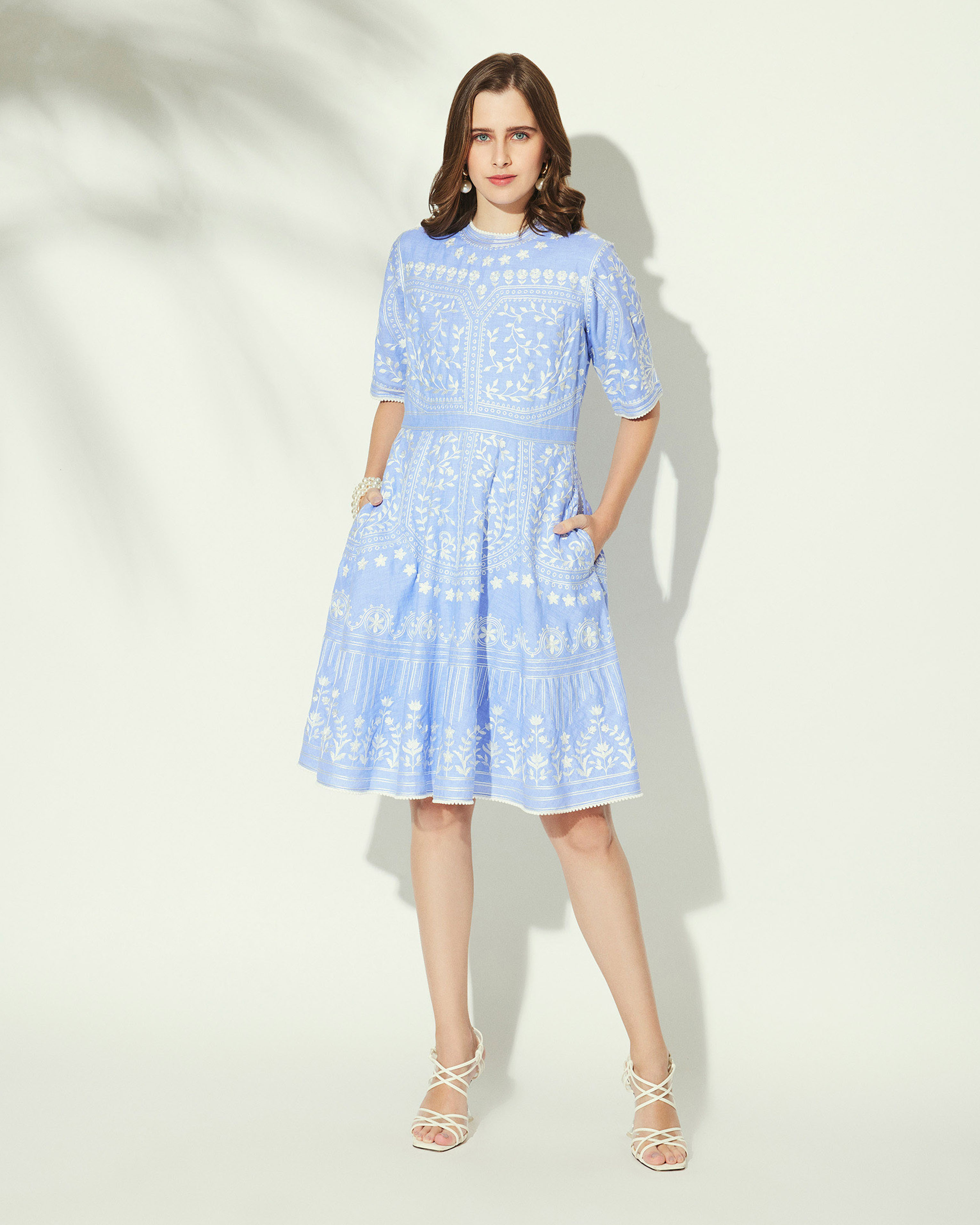 Periwinkle Lea Linen Short Dress for cocktail party