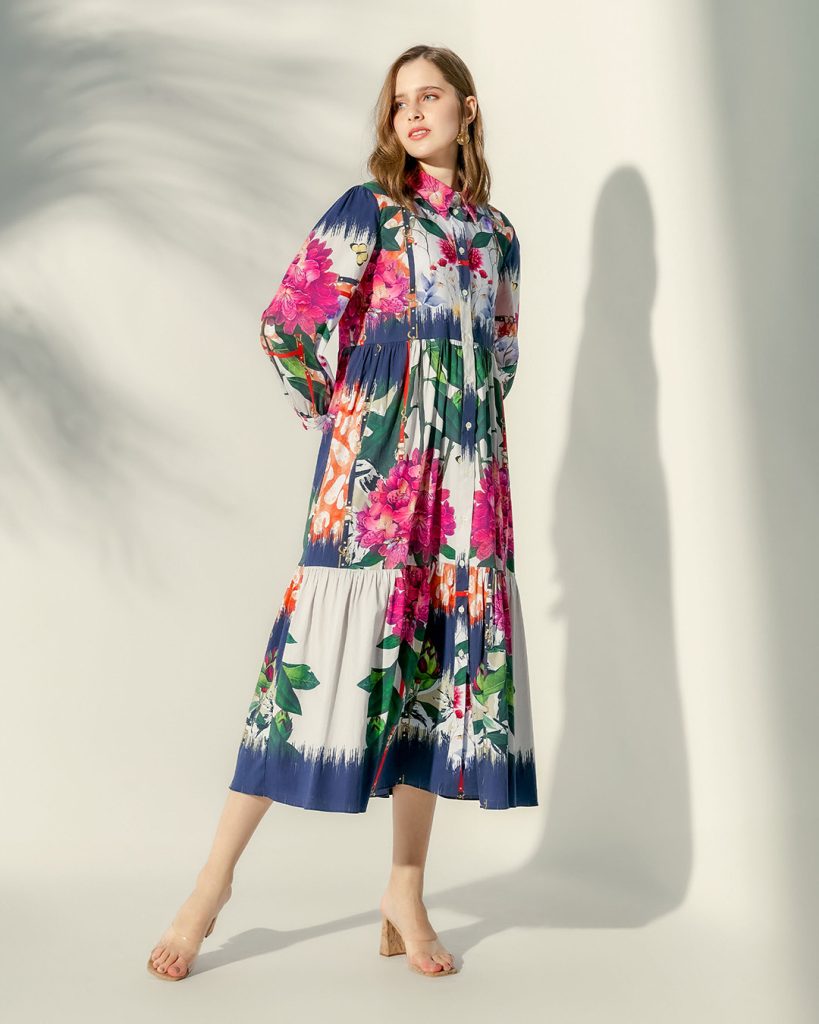 Eternal-Bloom-navy-floral-print-shirt-style-midi-dress-with-long-sleeves